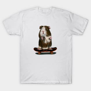 Skateboarding Guinea Pig Standing T-Shirt